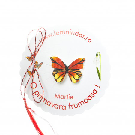 Martisor-brosa cu un fluturas portocaliu cu galben [0]