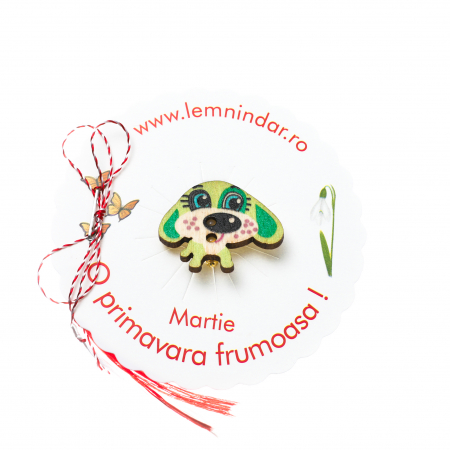 Martisor-brosa cu un catel dragut verde [1]