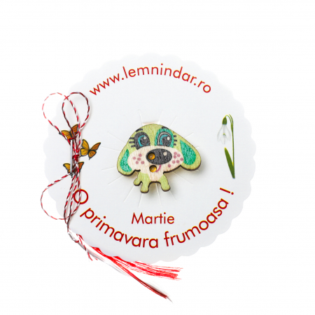 Martisoare - Martisor-brosa cu un catel dragut verde