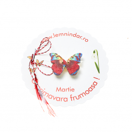 Martisor-brosa cu un fluturas rosu cu model [2]