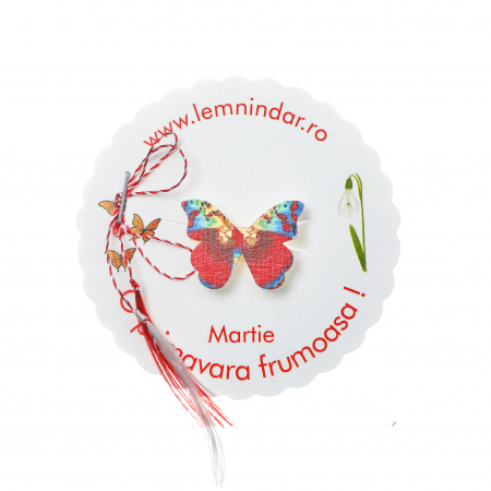 Martisor-brosa cu un fluturas rosu cu model [1]