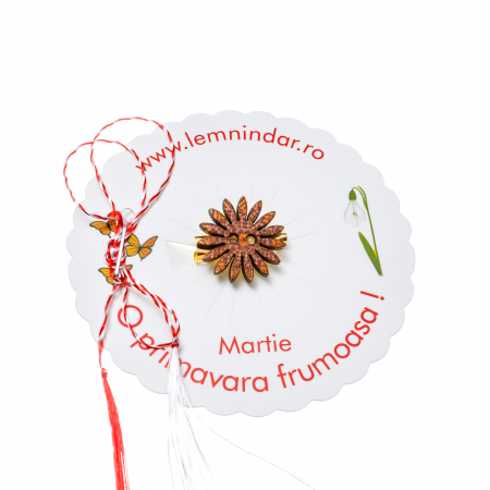 Martisor-brosa cu o floare retro in stil boem model maro pestrit [1]