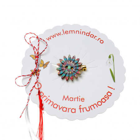 Martisor-brosa cu o floare retro in stil boem model vitraliu [1]