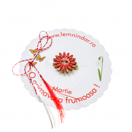 Martisor-brosa cu o floare retro in stil boem rosie cu model [1]