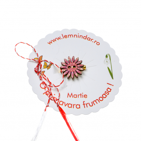 Martisor-brosa cu o floare retro in stil boem visiniu cu picatele crem [1]