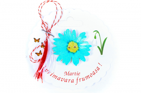 Martisor-brosa cu o margareta mare turcoaz [0]