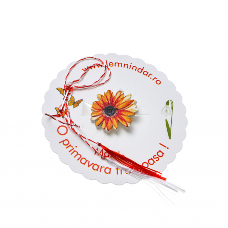 Martisor-brosa cu o margareta galben cu portocaliu [1]