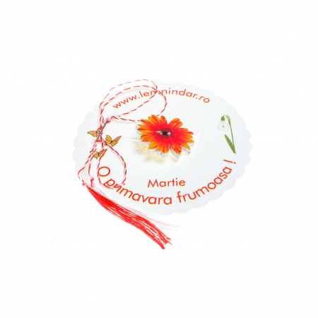 Martisor-brosa cu o margareta portocalie cu nuante de galben [2]