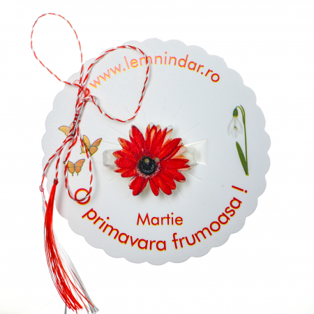 Martisor-brosa cu o margareta rosie cu centru negru [0]