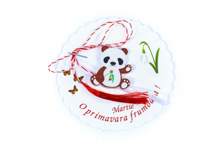 Martisor-brosa cu un ursulet panda maro inchis [0]