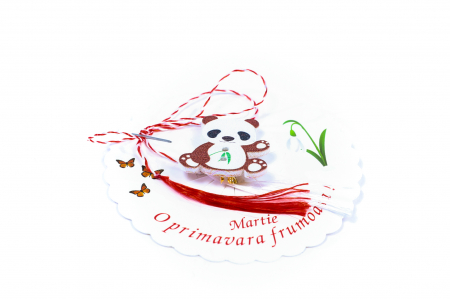 Martisor-brosa cu un ursulet panda maro inchis [1]