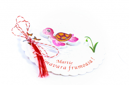 Martisor-brosa cu o broscuta testoasa roz [1]