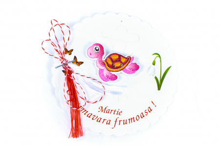 Martisor-brosa cu o broscuta testoasa roz [0]