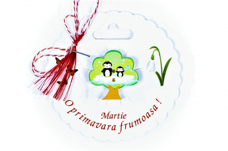 Martisor-brosa cu un copacel cu pinguini [0]