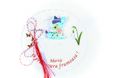 Martisoare - Martisor-brosa cu o caprioara albastru deschis