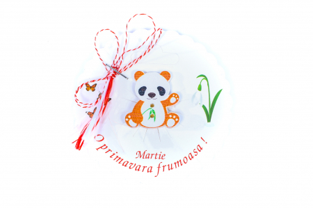 Martisor-brosa cu ursulet panda portocaliu [0]