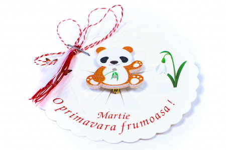 Martisor-brosa cu ursulet panda portocaliu [1]