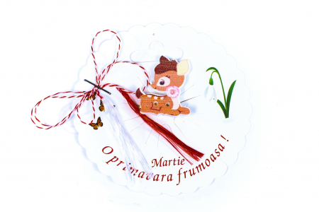 Martisoare - Martisor-brosa cu o caprioara maro