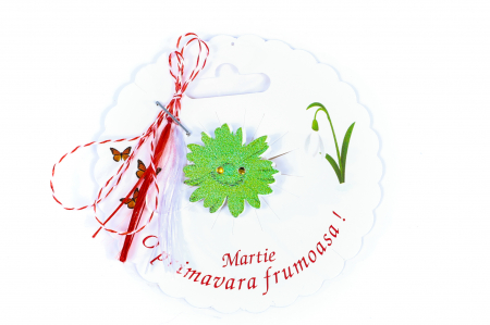 Martisoare - Martisor-brosa cu o margareta verde
