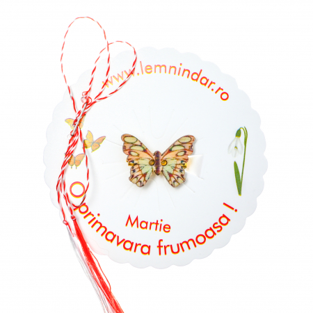 Martisor-brosa cu un fluturas cu nuante de verde si albastru [0]