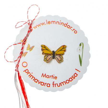 Martisoare - Martisor-brosa cu un fluturas model cu galben si crem