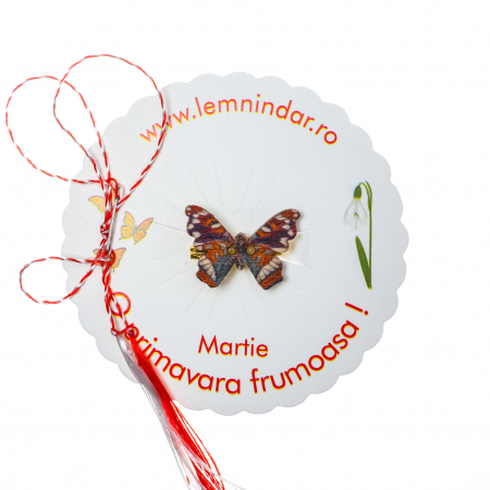 Martisor-brosa cu un fluturas model cu mov, albastru, portocaliu [0]