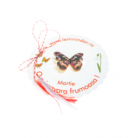 Martisor-brosa cu un fluturas model cu mov si alb [0]
