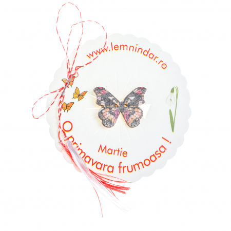 Martisor-brosa cu un fluturas model cu mov si alb [1]