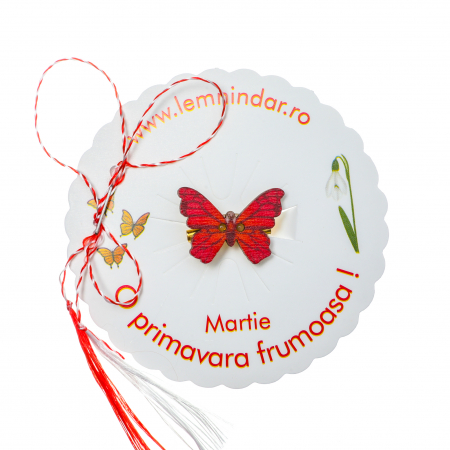 Martisor-brosa cu un fluturas model cu rosu [2]