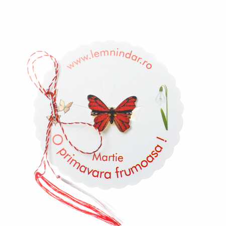 Martisoare - Martisor-brosa cu un fluturas model cu rosu