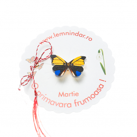 Martisor-brosa cu un fluturas model cu galben si albastru [1]