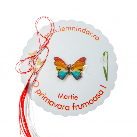 Martisoare - Martisor-brosa cu un fluturas model curcubeu