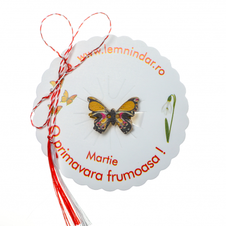 Martisoare - Martisor-brosa cu un fluturas model negru cu galben