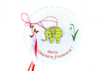 Martisoare - Martisor-brosa cu un elefantel verde