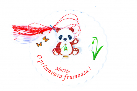 Martisor-brosa cu un ursulet panda maro deschis [0]