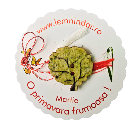 Martisoare - Martisor cu un copacel multicolor cu nuante de verde deschis