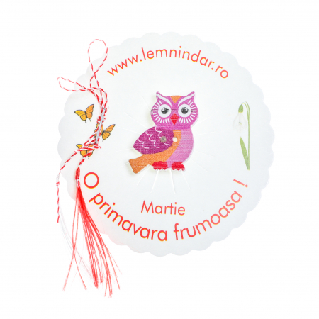 Martisor-brosa cu o bufnita draguta roz [1]