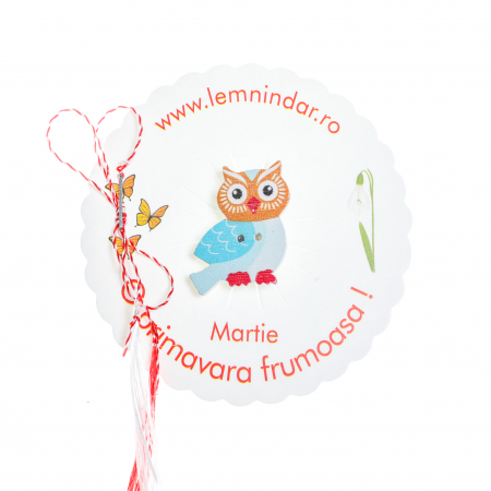 Martisor-brosa cu o bufnita draguta cu nuante de albastru si capul maro [1]