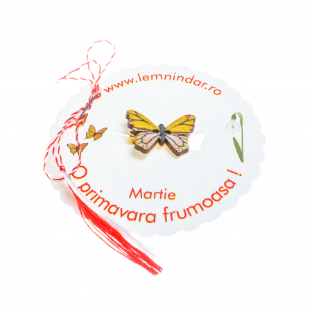 Martisor-brosa cu un fluturas model cu galben si crem [2]