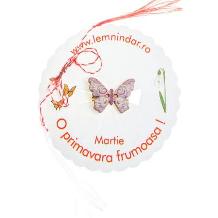 Martisor-brosa cu un fluturas model cu mov si alb [4]