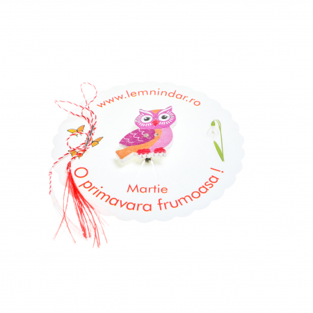 Martisor-brosa cu o bufnita draguta roz [2]