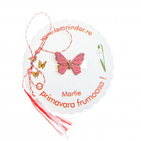 Martisor-brosa cu un fluturas model cu rosu [5]