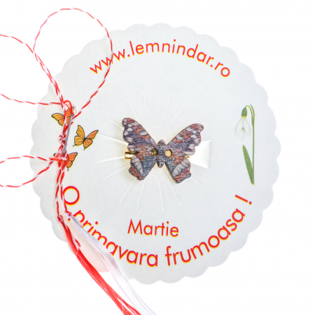 Martisor-brosa cu un fluturas model cu mov, albastru, portocaliu [2]