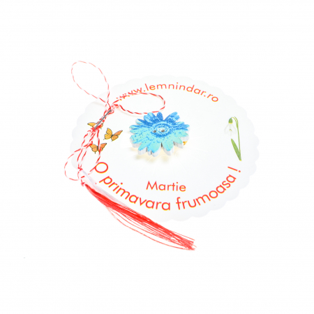Martisor-brosa cu o margareta turcoaz cu albastru [2]