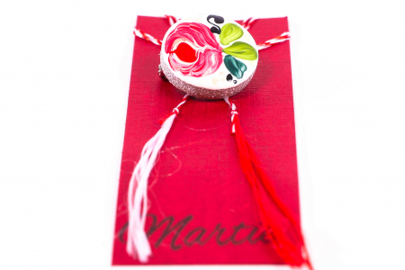 Martisor din ceramica pictat manual model trandafir [1]