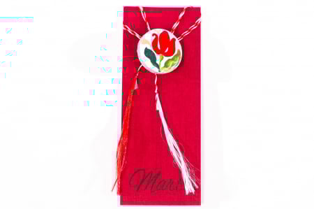 Martisor din ceramica pictat manual cu o lalea rosie [0]