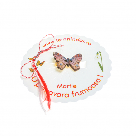 Martisor-brosa cu un fluturas cu model mov cu albastru [3]