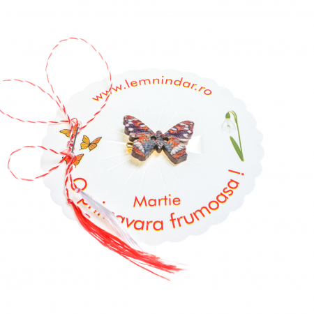 Martisor-brosa cu un fluturas model cu mov, albastru, portocaliu [1]