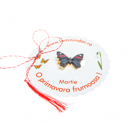 Martisor-brosa cu un fluturas model negru cu dunga rosie [1]