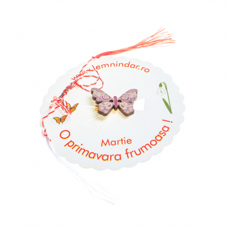 Martisor-brosa cu un fluturas model cu mov si alb [3]